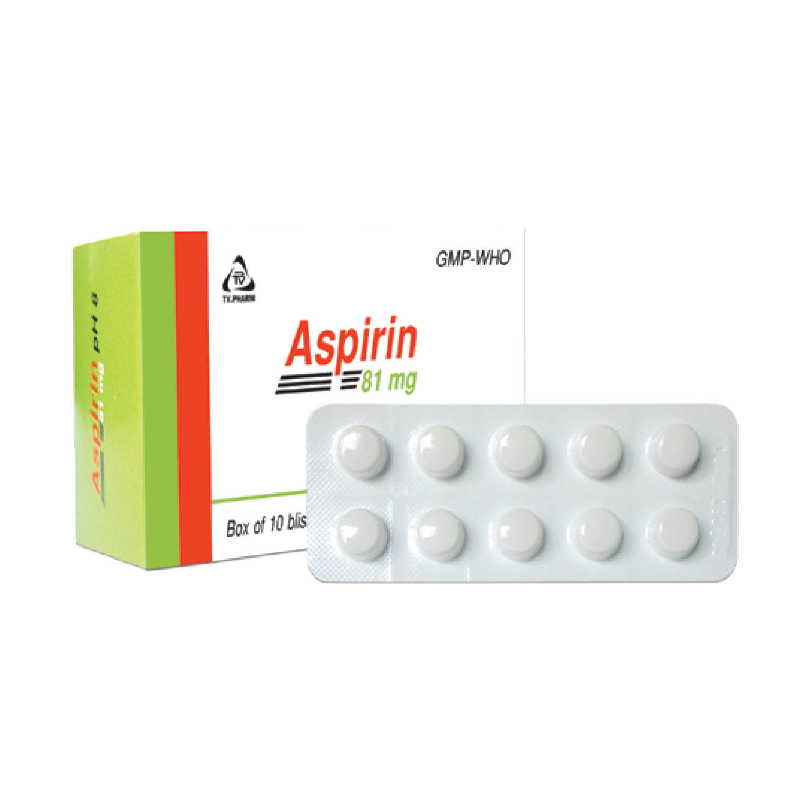 Viên bao phim tan trong ruột Aspirin 81mg V/10,H/100